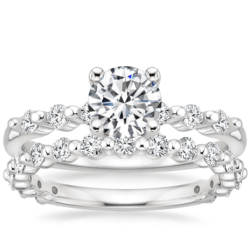 Platinum Petite Marseille Diamond Ring (1/6 ct. tw.) with Luxe Marseille Diamond Ring (1/2 ct. tw.)