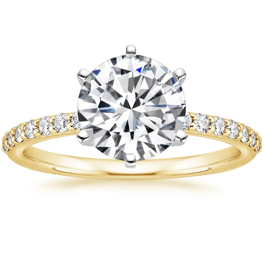 18K Yellow Gold Six Prong Petite Shared Prong Diamond Ring (1/5 ct. tw.), large top view