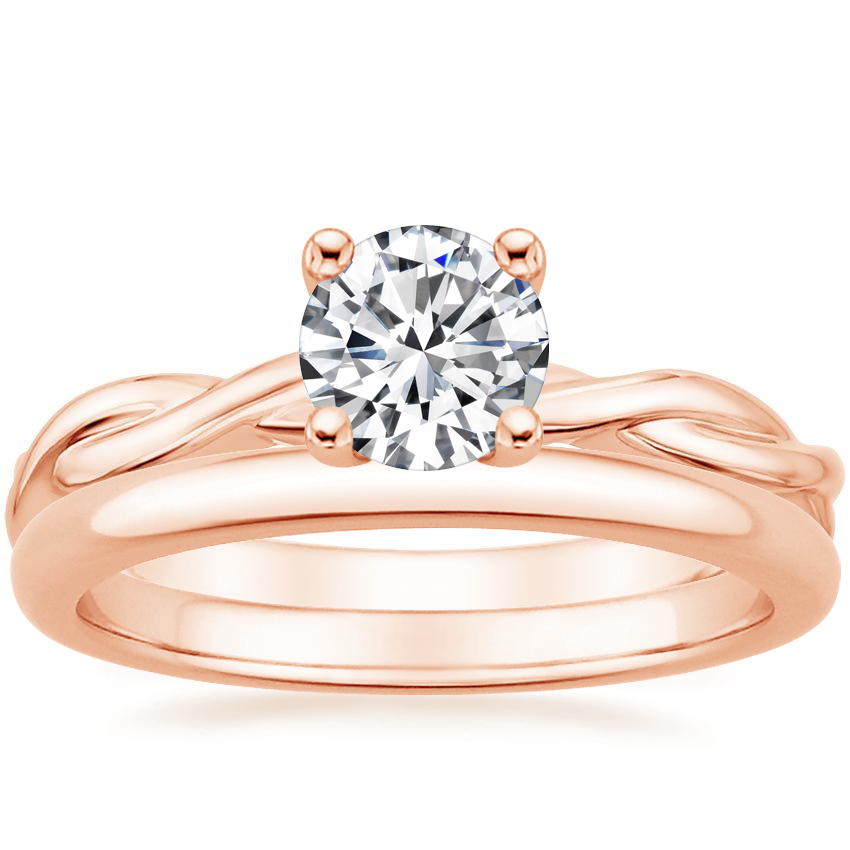 14K Rose Gold Twisted Vine Ring with 2mm Comfort Fit Wedding Ring