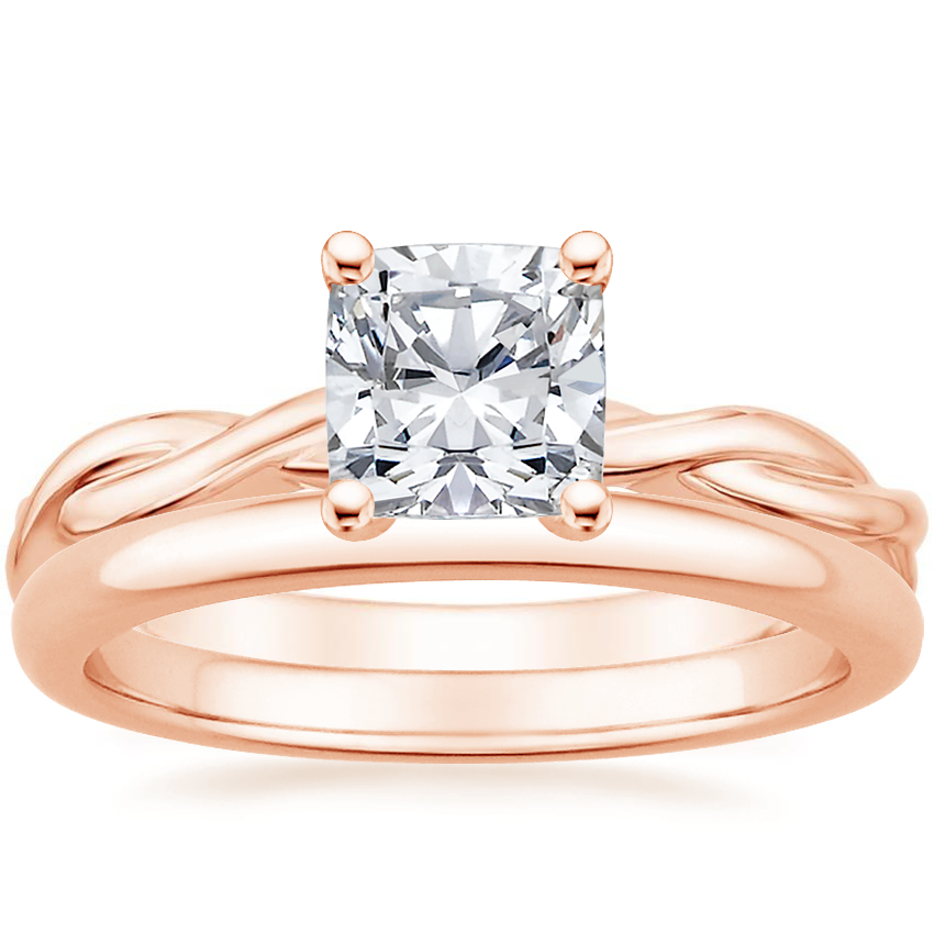 14K Rose Gold Twisted Vine Ring with 2mm Comfort Fit Wedding Ring