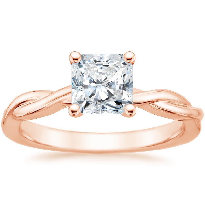 14K Rose Gold Twisted Vine Solitaire Ring, large top view