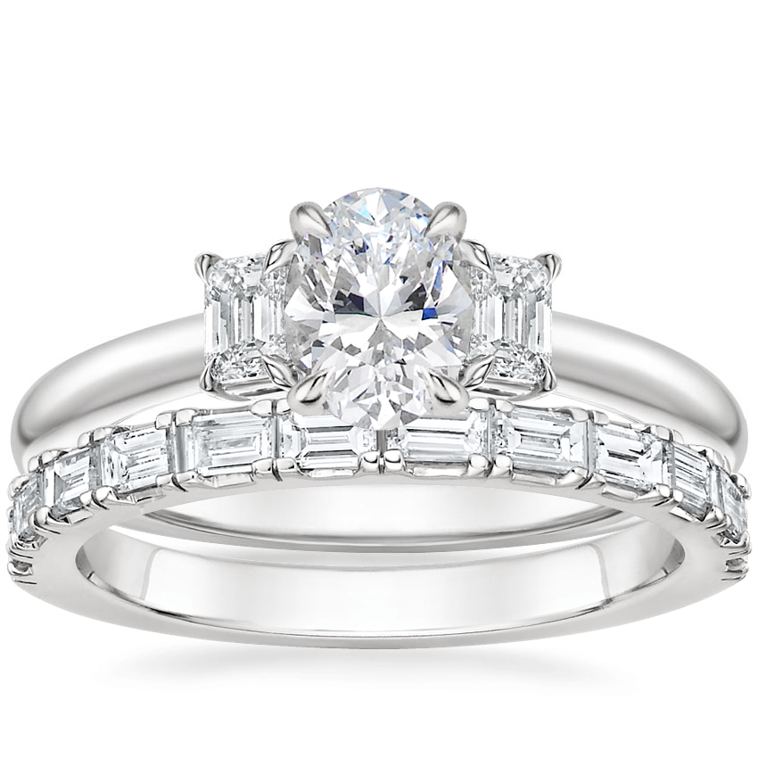 18K White Gold Rhiannon Diamond Ring (1/4 ct. tw.) with Gemma Diamond Ring (1/2 ct. tw.)