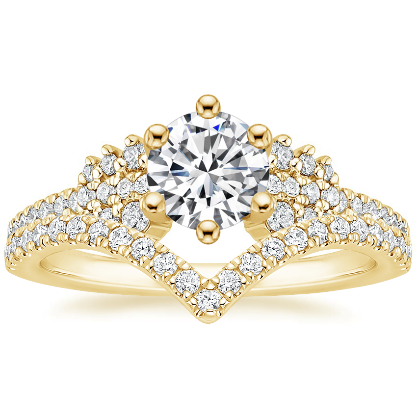 18K Yellow Gold Optica Diamond Ring with Elongated Luxe Flair Diamond Ring