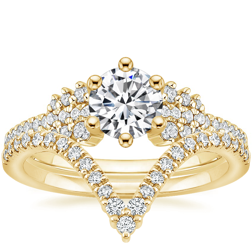 18K Yellow Gold Optica Diamond Ring with Nouveau Diamond Ring