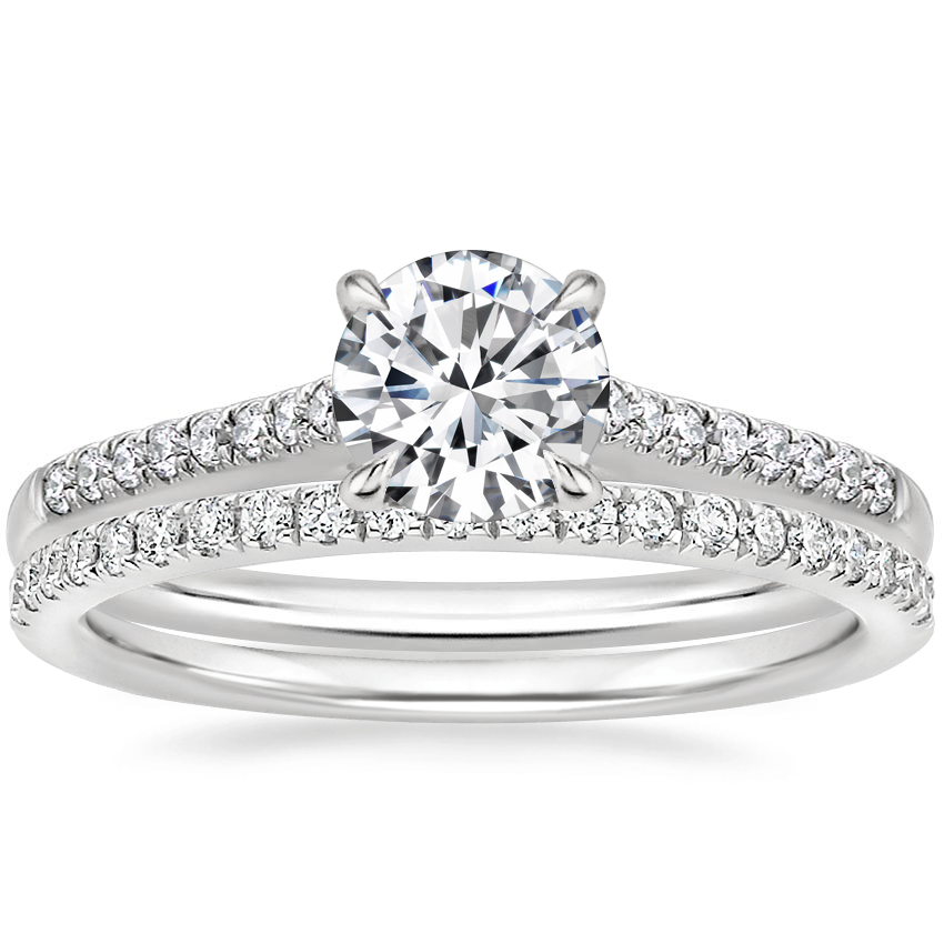 18K White Gold Lissome Diamond Ring (1/10 ct. tw.) with Ballad Diamond Ring (1/6 ct. tw.)