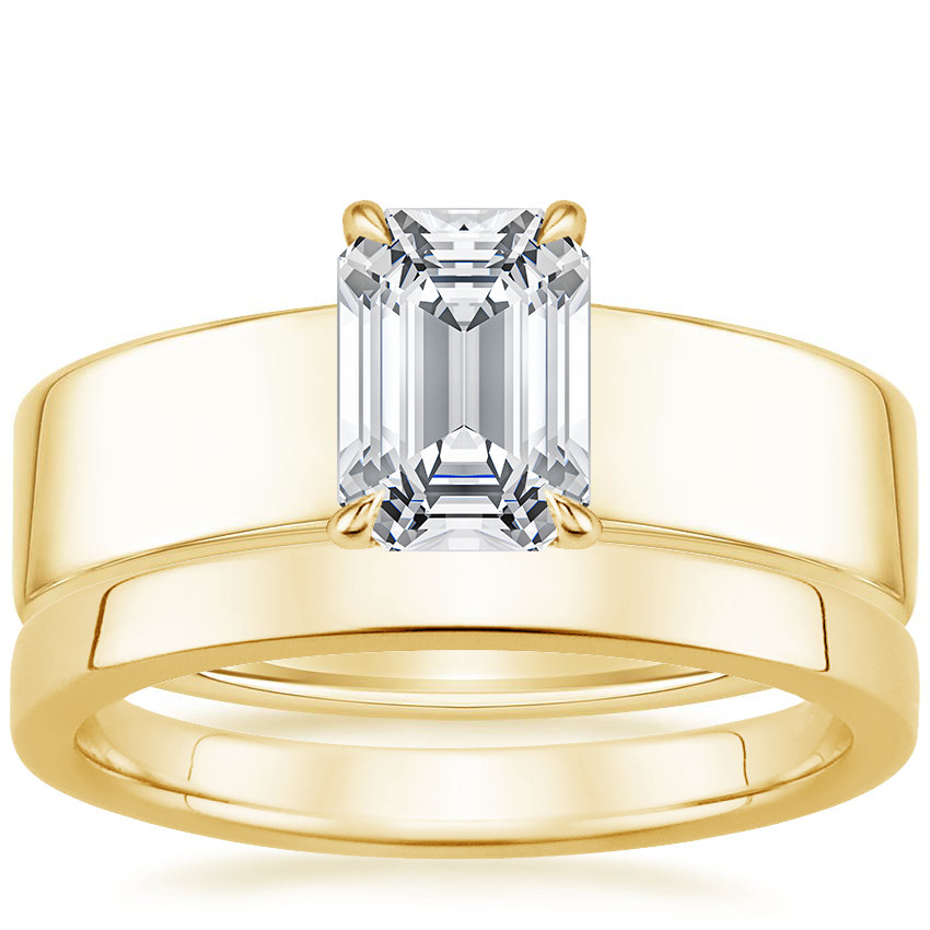 18K Yellow Gold Alden Diamond Ring with 2.5mm Quattro Wedding Ring