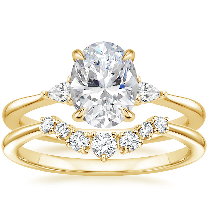 18K Yellow Gold Aria Contoured Diamond Bridal Set