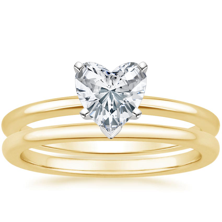 18K Yellow Gold Six-Prong Petite Comfort Fit Bridal Set