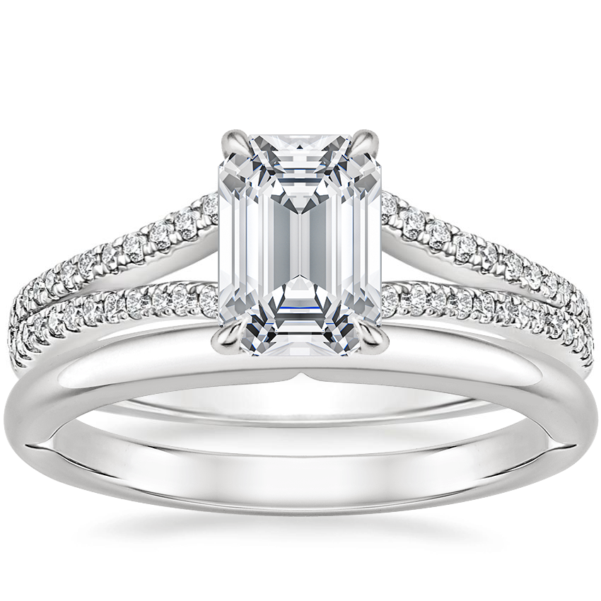 18K White Gold Icon Diamond Ring with Heritage Wedding Ring