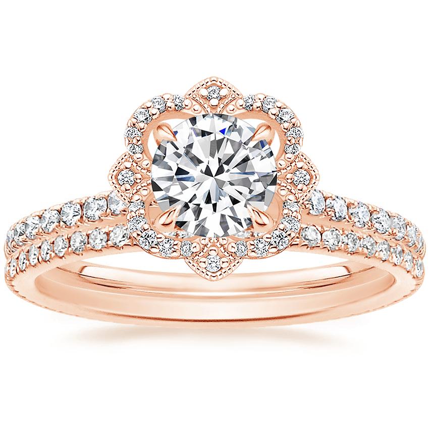 14K Rose Gold Reina Diamond Ring (1/4 ct. tw.) with Whisper Eternity Diamond Ring (1/4 ct. tw.)