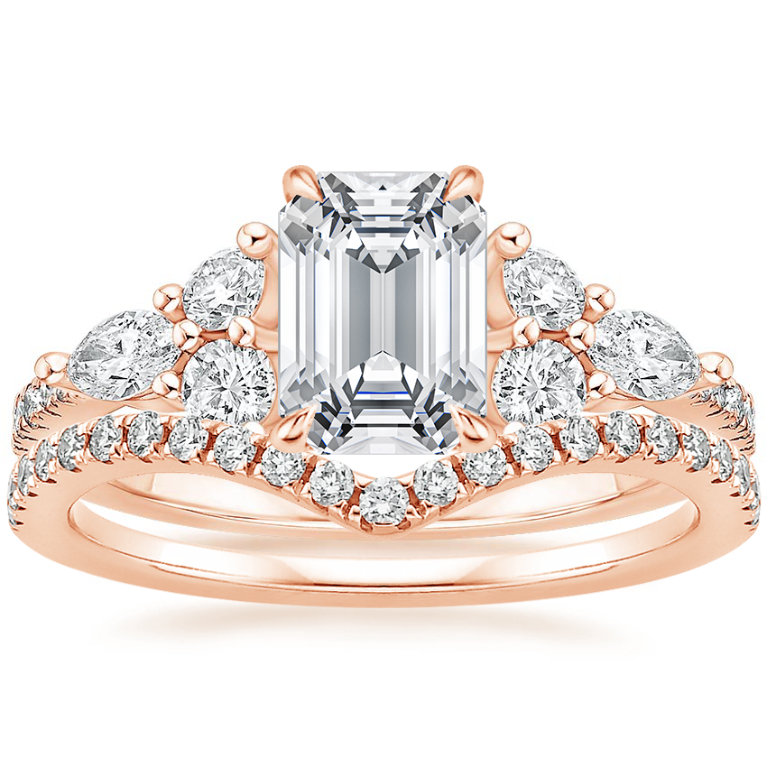 14K Rose Gold Luxe Nadia Diamond Ring (1/2 ct. tw.) with Flair Diamond Ring (1/6 ct. tw.)