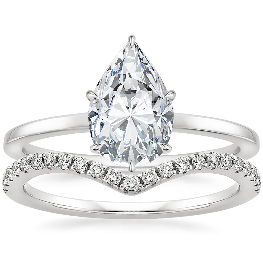 18K White Gold Secret Halo Six-Prong Diamond Ring with Flair Diamond Ring (1/6 ct. tw.)