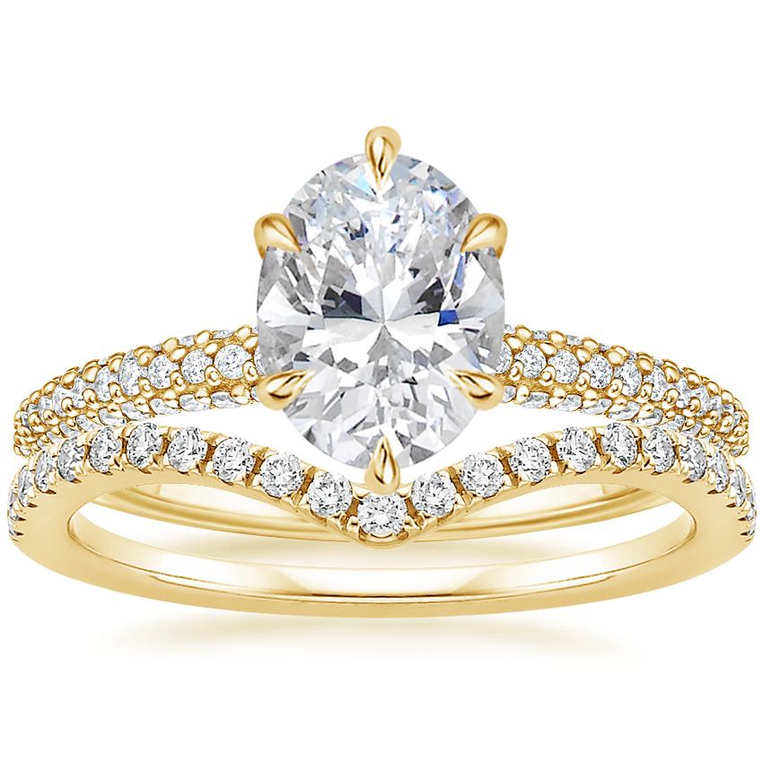 18K Yellow Gold Valentina Diamond Ring with Flair Diamond Ring (1/6 ct. tw.)