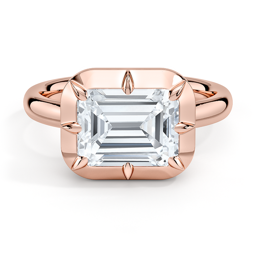 14K Rose Gold Harper East-West Bezel-Prong Solitaire Ring, large top view