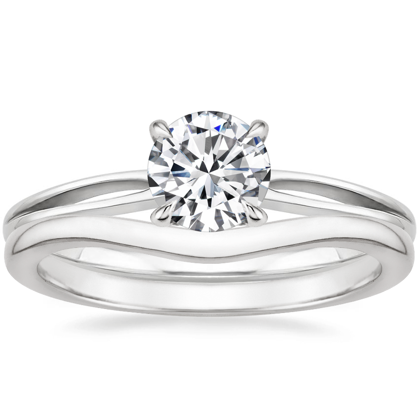 Platinum Kalina Ring with Petite Curved Wedding Ring