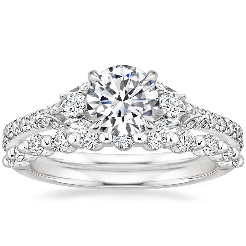 18K White Gold Ava Diamond Ring (1/2 ct. tw.) with Marseille Diamond Ring (1/3 ct. tw.)