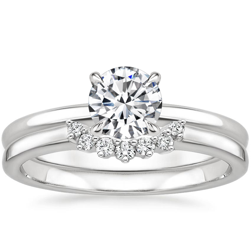 Platinum Elodie Ring with Crescent Diamond Ring