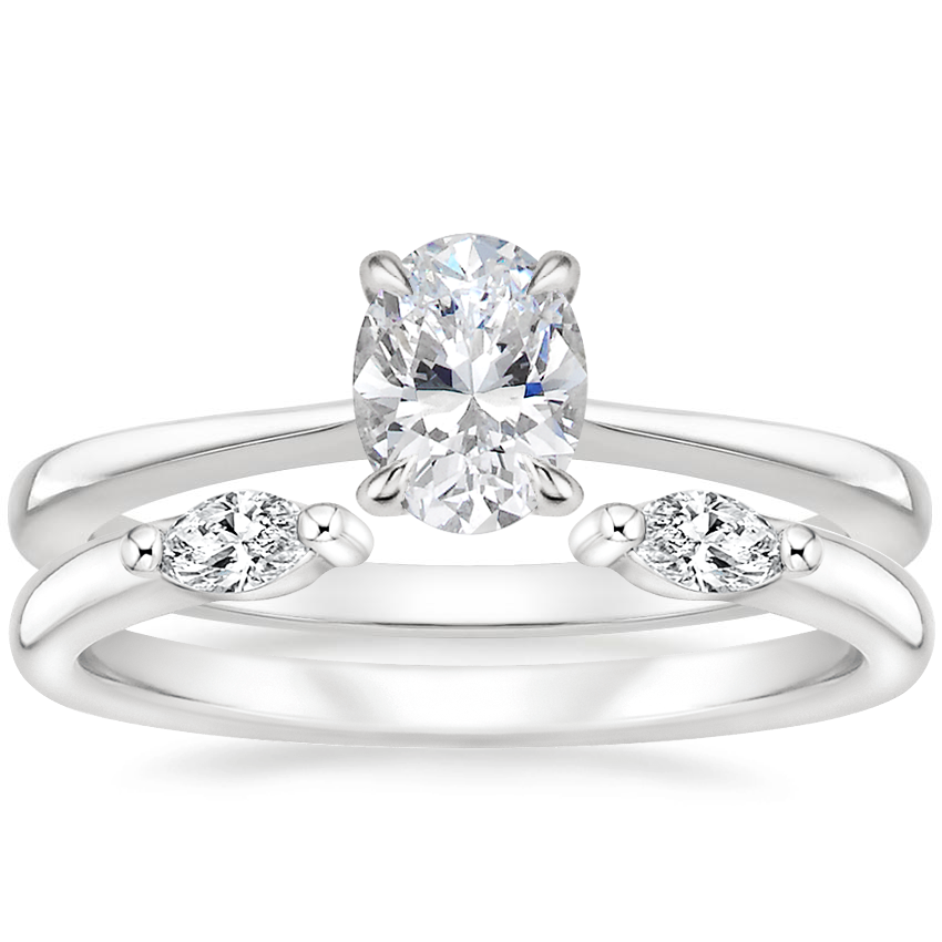 18K White Gold Elle Ring with Nora Diamond Ring