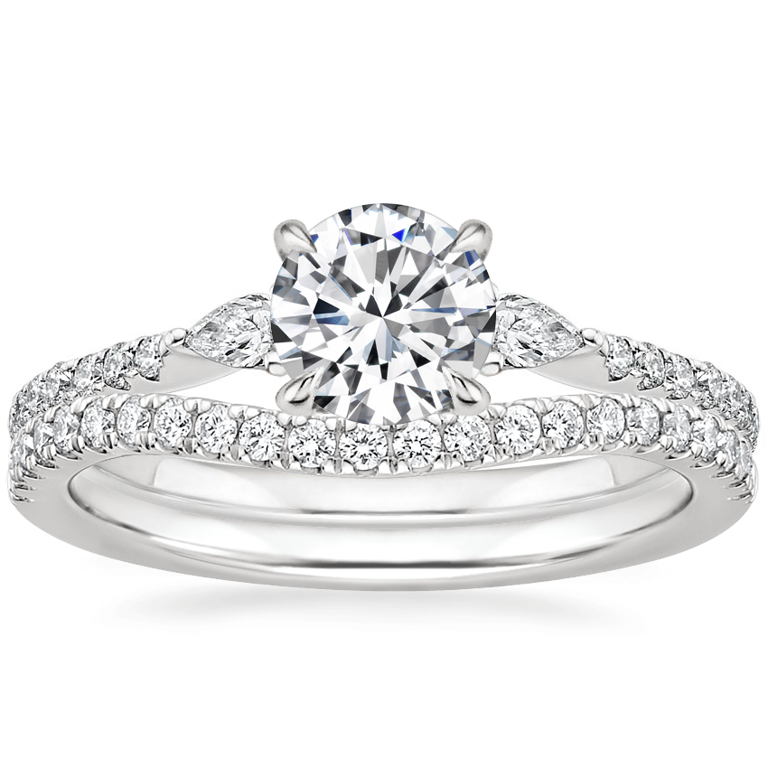 Platinum Luxe Aria Diamond Ring (1/3 ct. tw.) with Curved Ballad Diamond Ring (1/6 ct. tw.)