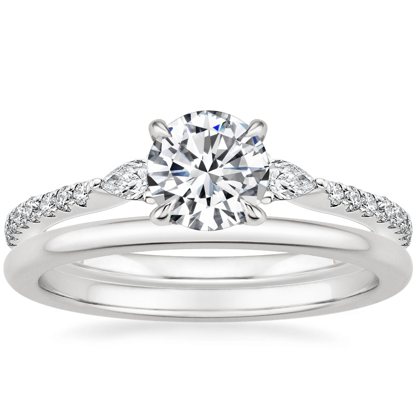 18K White Gold Luxe Aria Diamond Ring (1/3 ct. tw.) with Petite Comfort Fit Wedding Ring