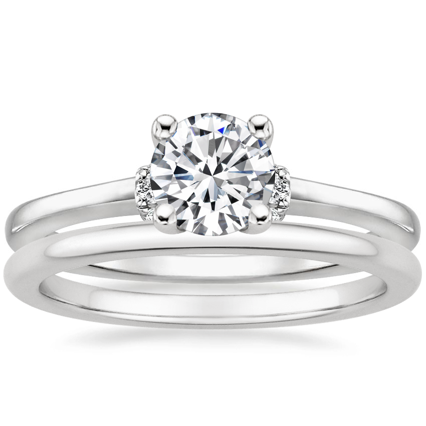 Platinum Leighton Diamond Ring with Petite Comfort Fit Wedding Ring