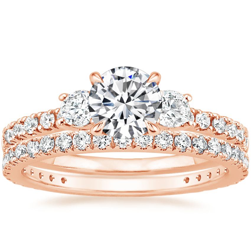 14K Rose Gold Radiance Diamond Ring (1/3 ct. tw.) with Luxe Bliss Diamond Ring (1/3 ct. tw.)