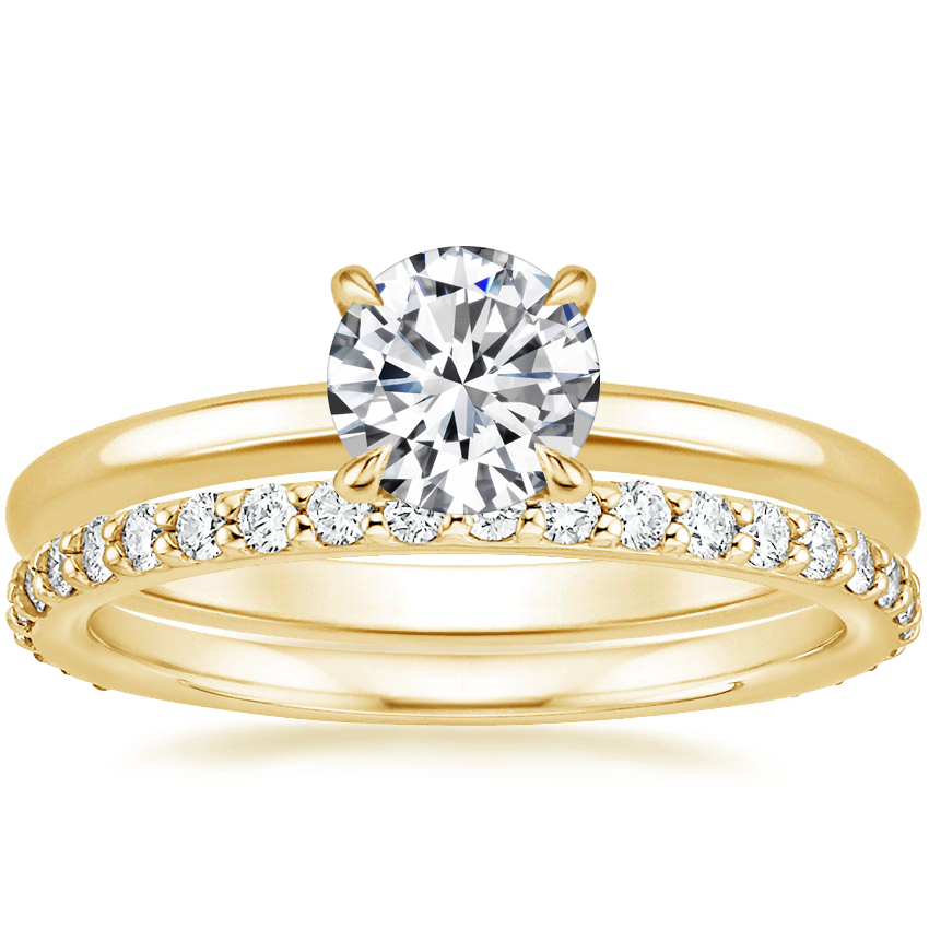 18K Yellow Gold Elodie Ring with Petite Shared Prong Eternity Diamond Ring (1/2 ct. tw.)