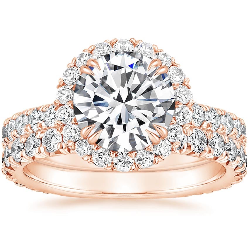 14K Rose Gold Luxe Sienna Halo Diamond Bridal Set (1 3/8 ct. tw ...