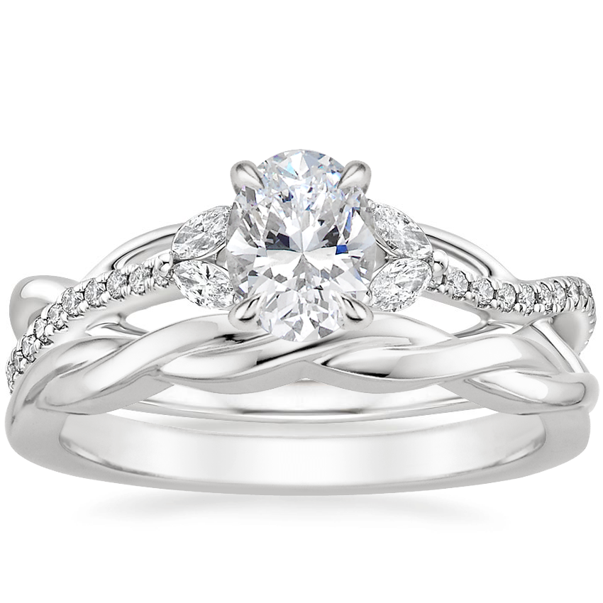 Platinum Garland Diamond Ring with Twisted Vine Ring