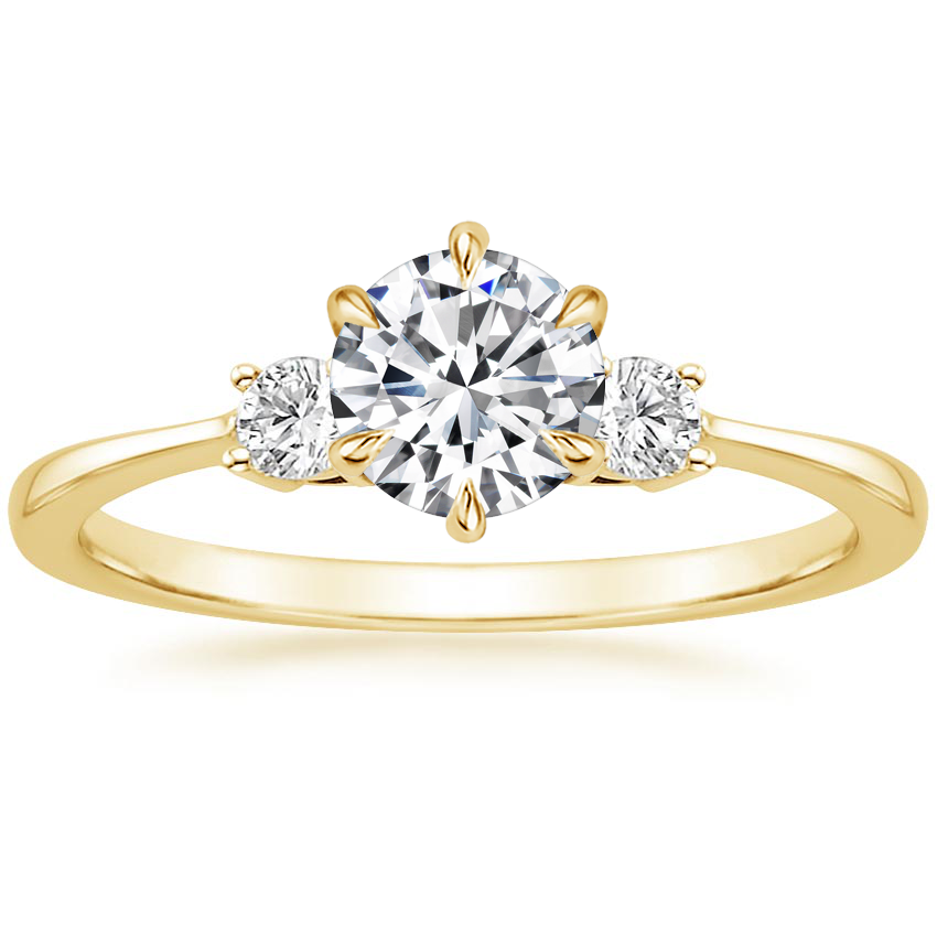 18K Yellow Gold Six Prong Selene Diamond Ring (1/10 ct. tw.), large top view