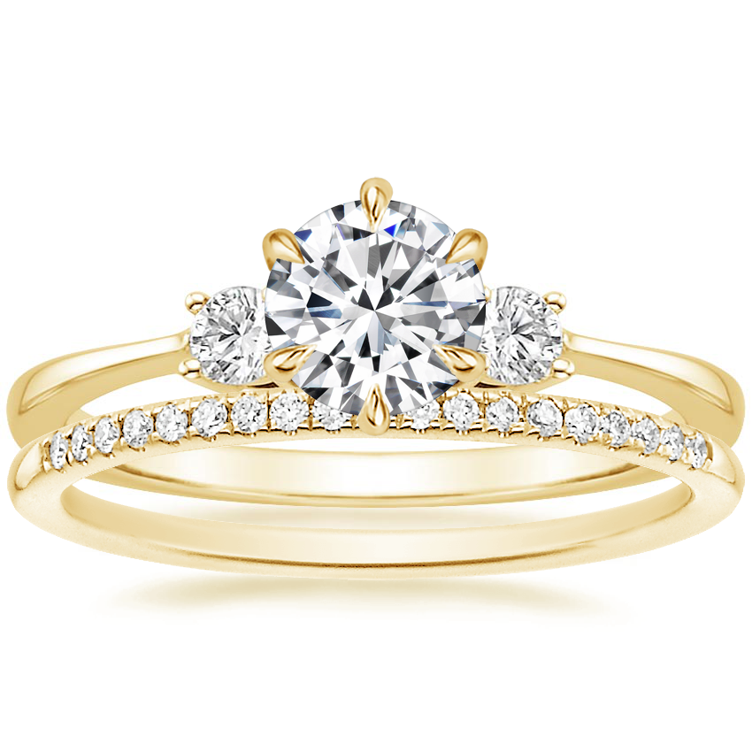 18K Yellow Gold Six Prong Selene with Whisper Diamond Ring (1/10 ct. tw.)