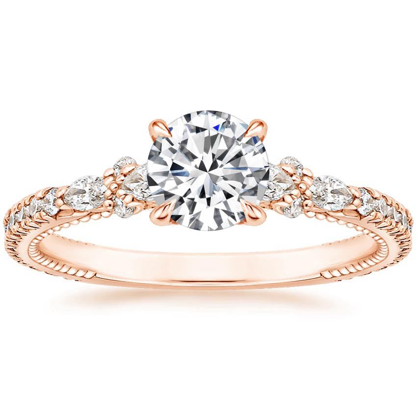 14K Rose Gold Primrose Diamond Ring, large top view