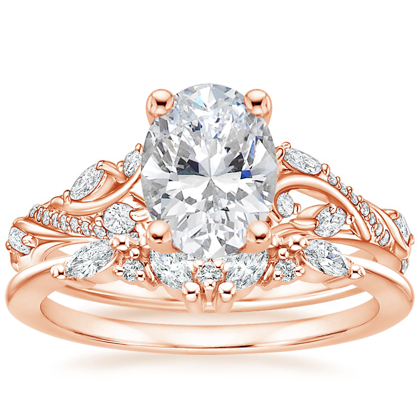 14K Rose Gold Begonia Vine Diamond Ring (1/2 ct. tw.) with Yvette Diamond Ring