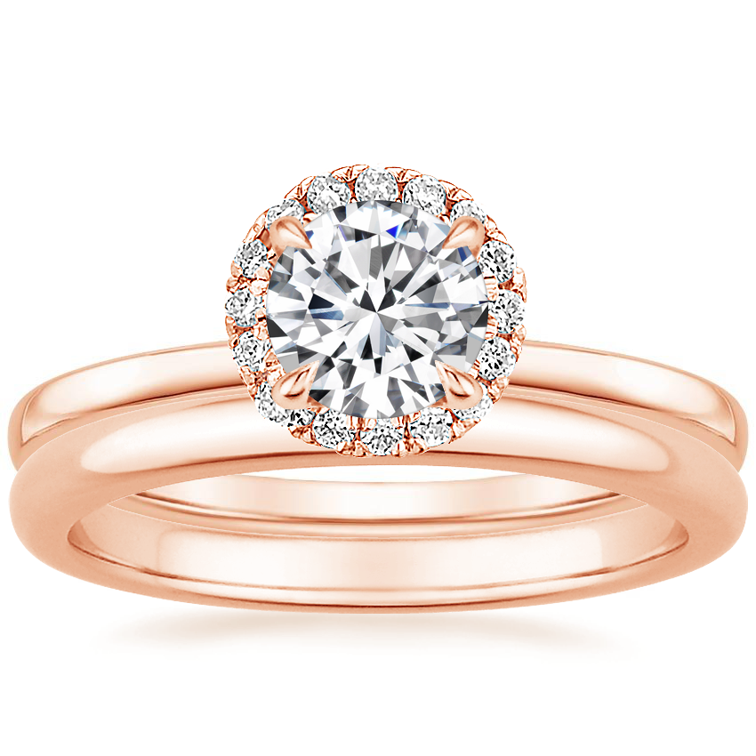 14K Rose Gold Vienna Diamond Ring with 2mm Comfort Fit Wedding Ring