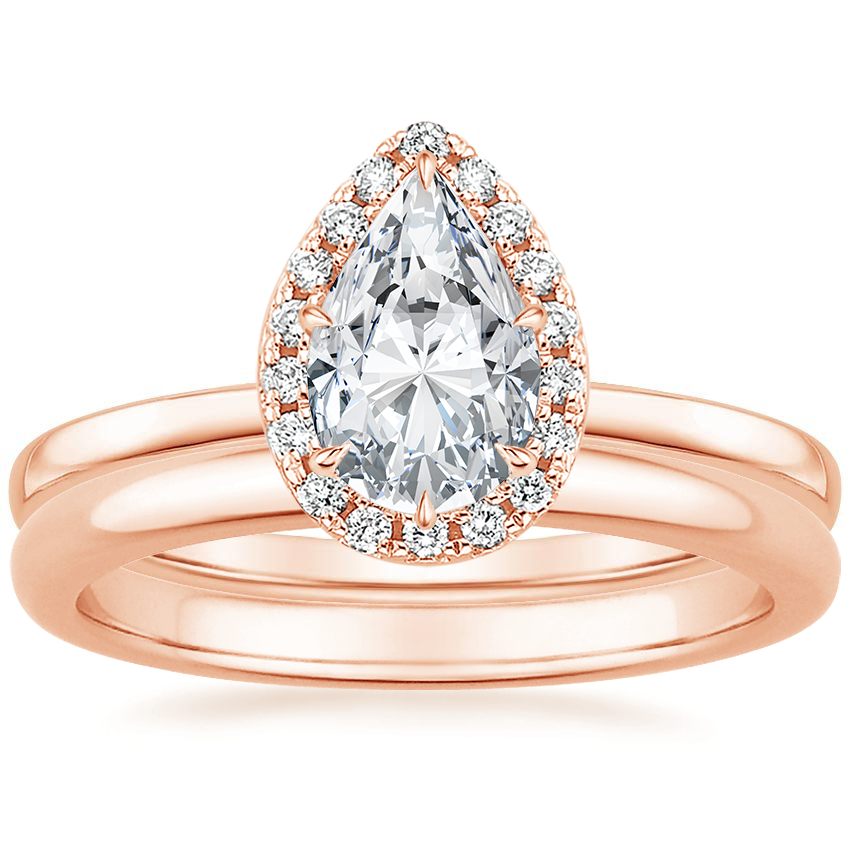 14K Rose Gold Vienna Diamond Ring with 2mm Comfort Fit Wedding Ring