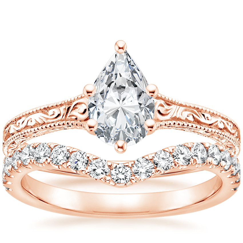 14K Rose Gold Hudson Ring with Luxe Flair Diamond Ring (1/3 ct. tw.)