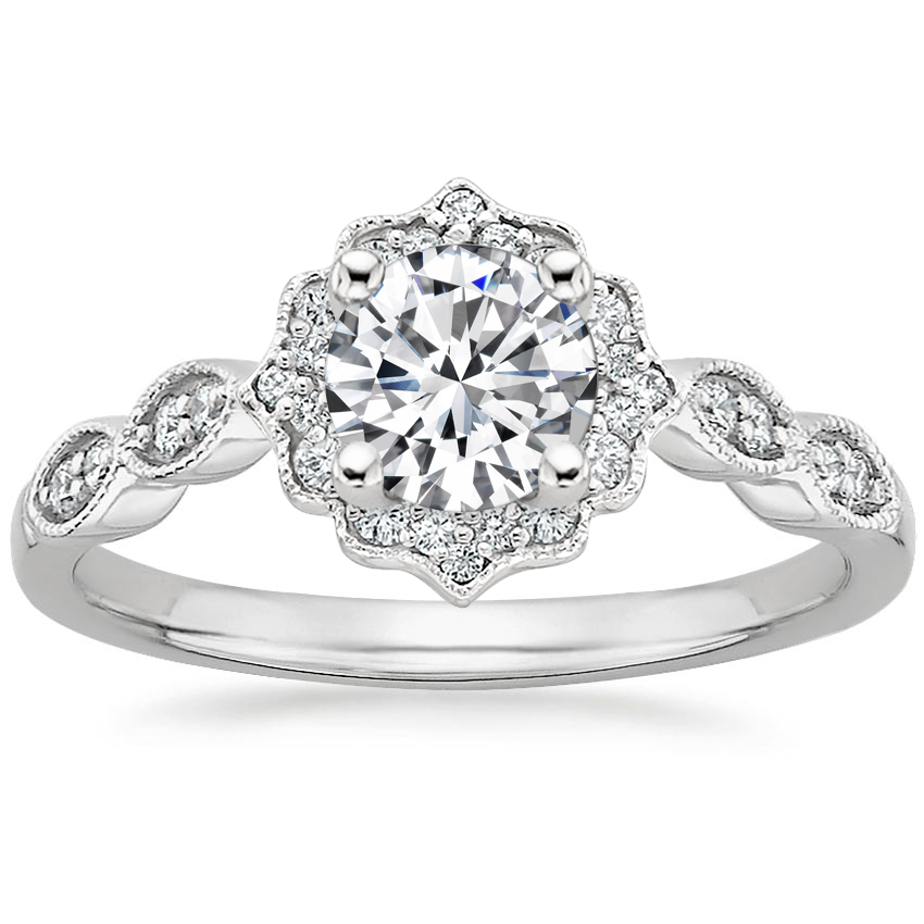 Platinum Cadenza Halo Diamond Ring, large top view