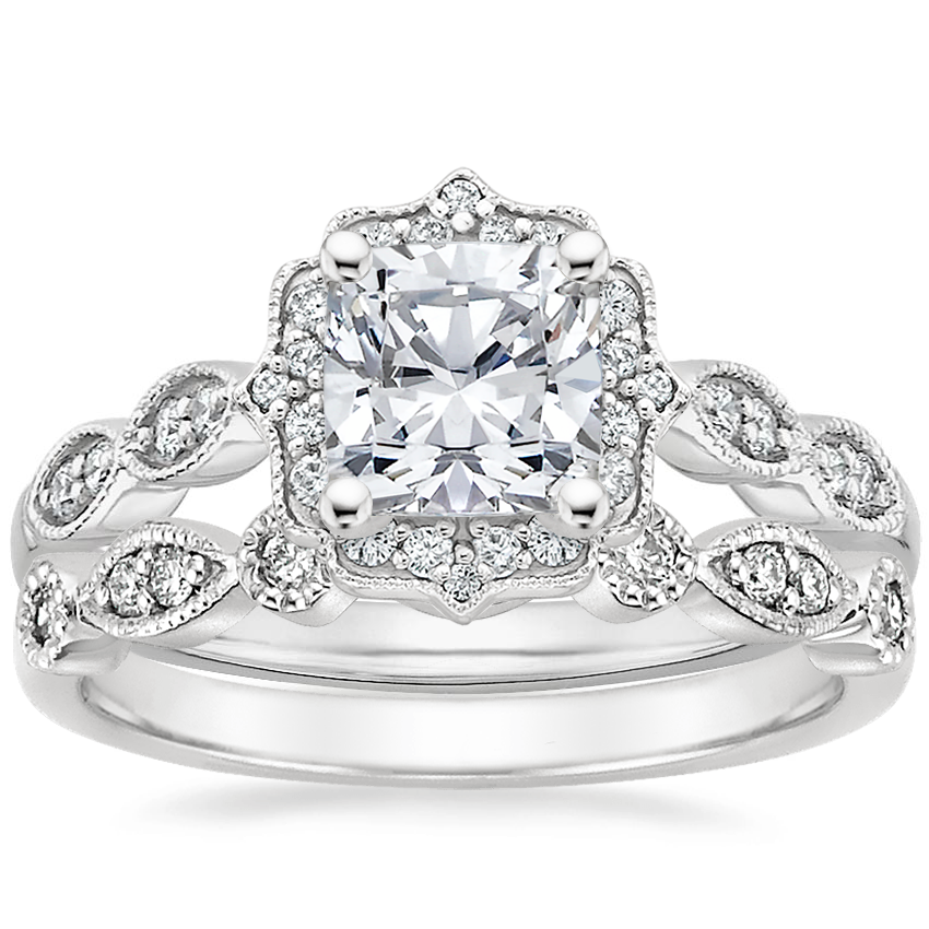 Platinum Cadenza Halo Diamond Ring with Tiara Diamond Ring (1/10 ct. tw.)