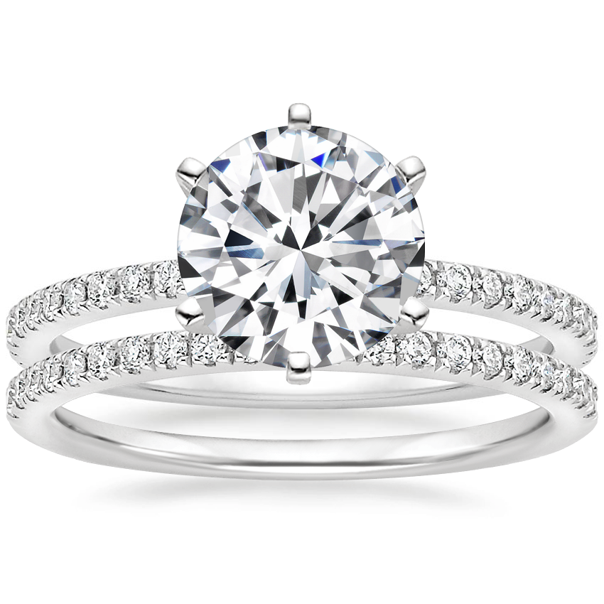 18K White Gold Six Prong Luxe Ballad Diamond Ring with Ballad Diamond Ring (1/6 ct. tw.)