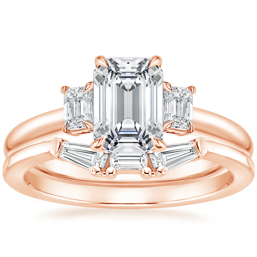 14K Rose Gold Rhiannon Diamond Ring (1/4 ct. tw.) with Tapered Baguette Diamond Ring