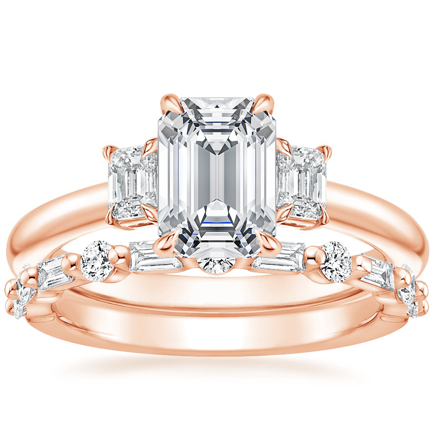 14K Rose Gold Rhiannon Diamond Ring (1/4 ct. tw.) with Harper Diamond Ring (1/3 ct. tw.)