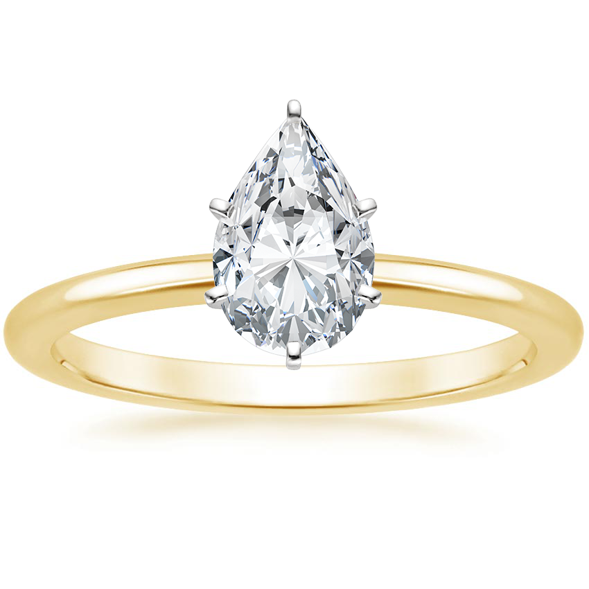 18K Yellow Gold Six-Prong Petite Comfort Fit 1.5mm Solitaire Ring, large top view