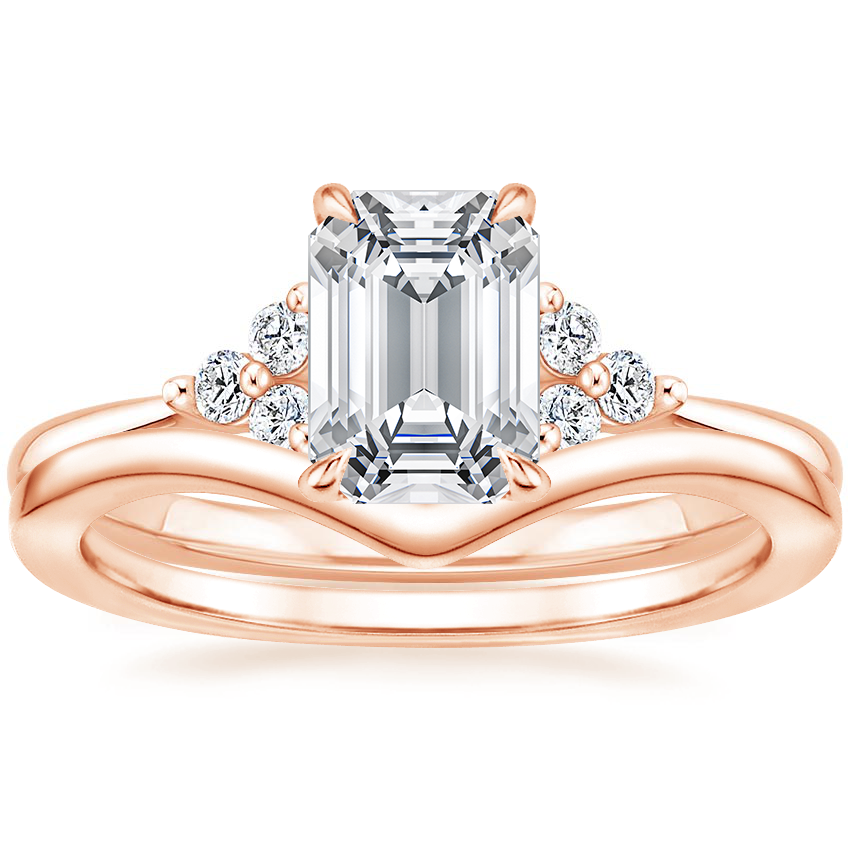 14K Rose Gold Melody Diamond Ring with Chevron Ring