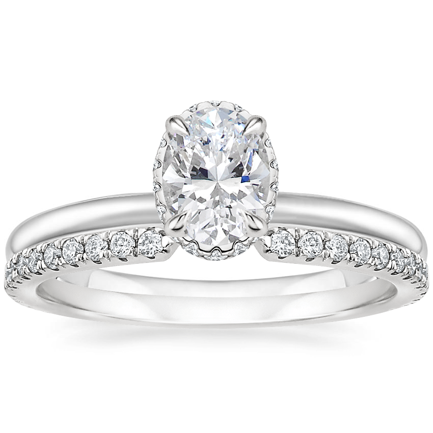 18K White Gold Double Hidden Halo Diamond Ring (1/6 ct. tw.) with Luxe Sia Diamond Open Ring (1/5 ct. tw.)