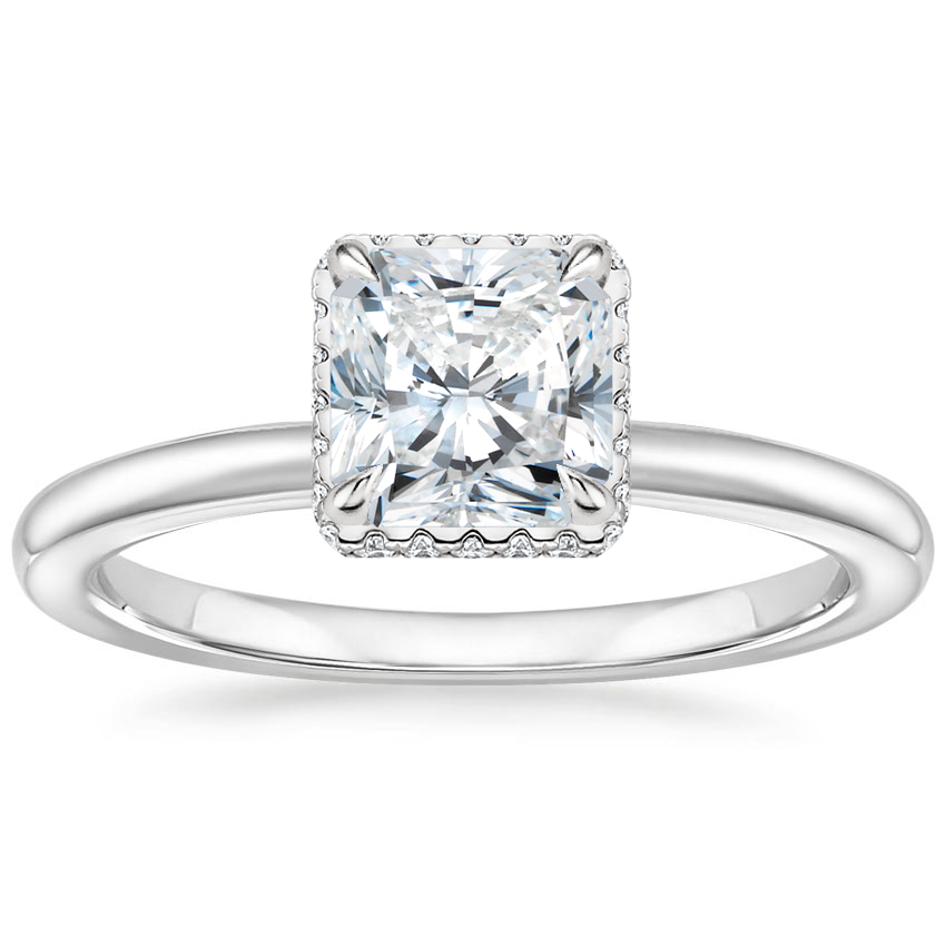 18K White Gold Double Hidden Halo Diamond Ring (1/6 ct. tw.), large top view