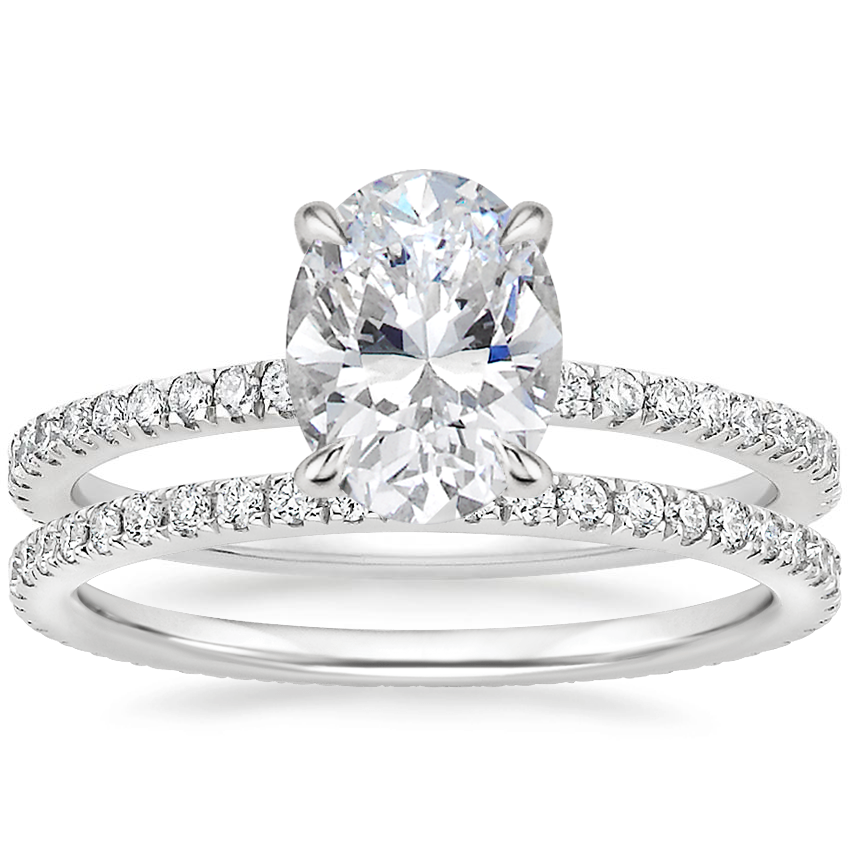18K White Gold Luxe Viviana Diamond Ring (1/3 ct. tw.) with Ballad Eternity Diamond Ring (1/3 ct. tw.)