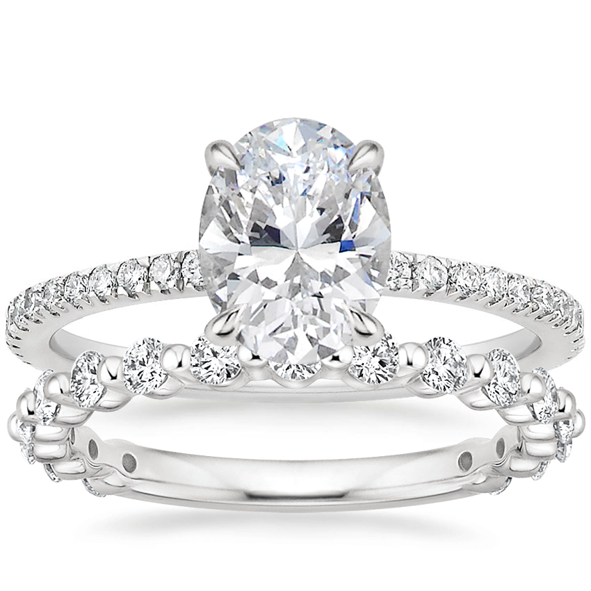 Platinum Luxe Viviana Diamond Ring (1/3 ct. tw.) with Luxe Marseille Diamond Ring (1/2 ct. tw.)