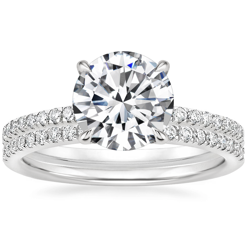 18K White Gold Luxe Viviana Diamond Ring (1/3 ct. tw.) with Ballad Diamond Ring (1/6 ct. tw.)