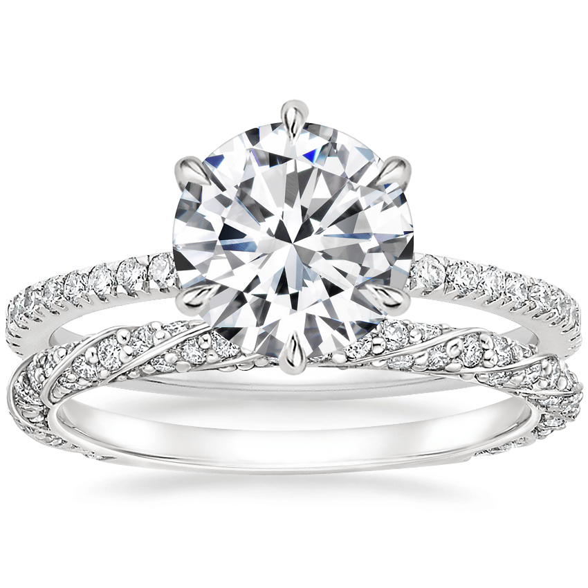 18K White Gold Six Prong Luxe Viviana Diamond Ring (1/3 ct. tw.) with Nova Diamond Ring (1/3 ct. tw.)