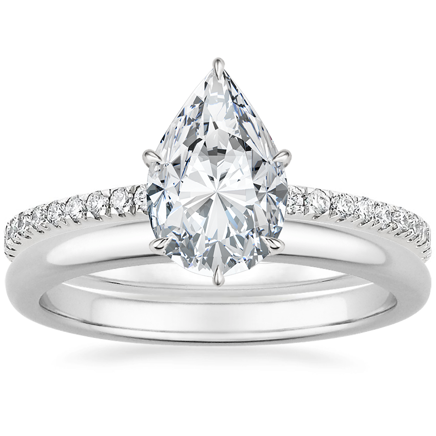 18K White Gold Luxe Viviana Diamond Ring (1/3 ct. tw.) with 2mm Comfort Fit Wedding Ring